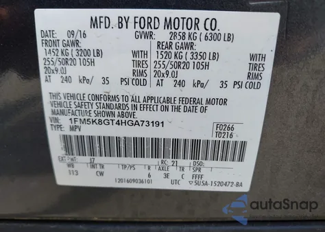 2017 Ford Explorer Sport z USA, uszkodzony, nr VIN 1FM5K8GT4HGA73191